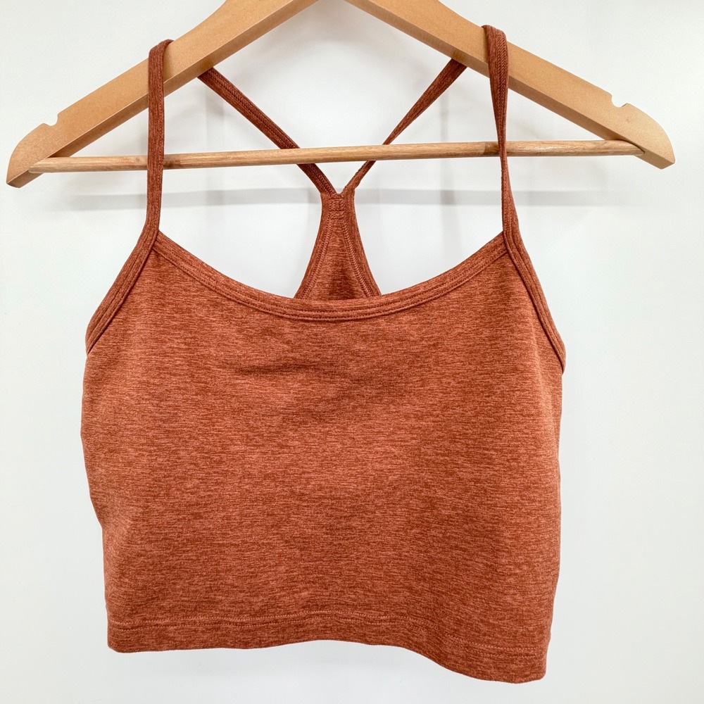 Aerie Offline Recharge Sports Bra M/M Rust Orange Heather Strappy Low Support